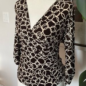 AGB Black and White Circle Pattern Blouse